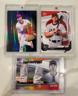 Shohei Ohtani Rare Insert Card Lot (3) Ready For Grading. Dodgers MVP Ohtani