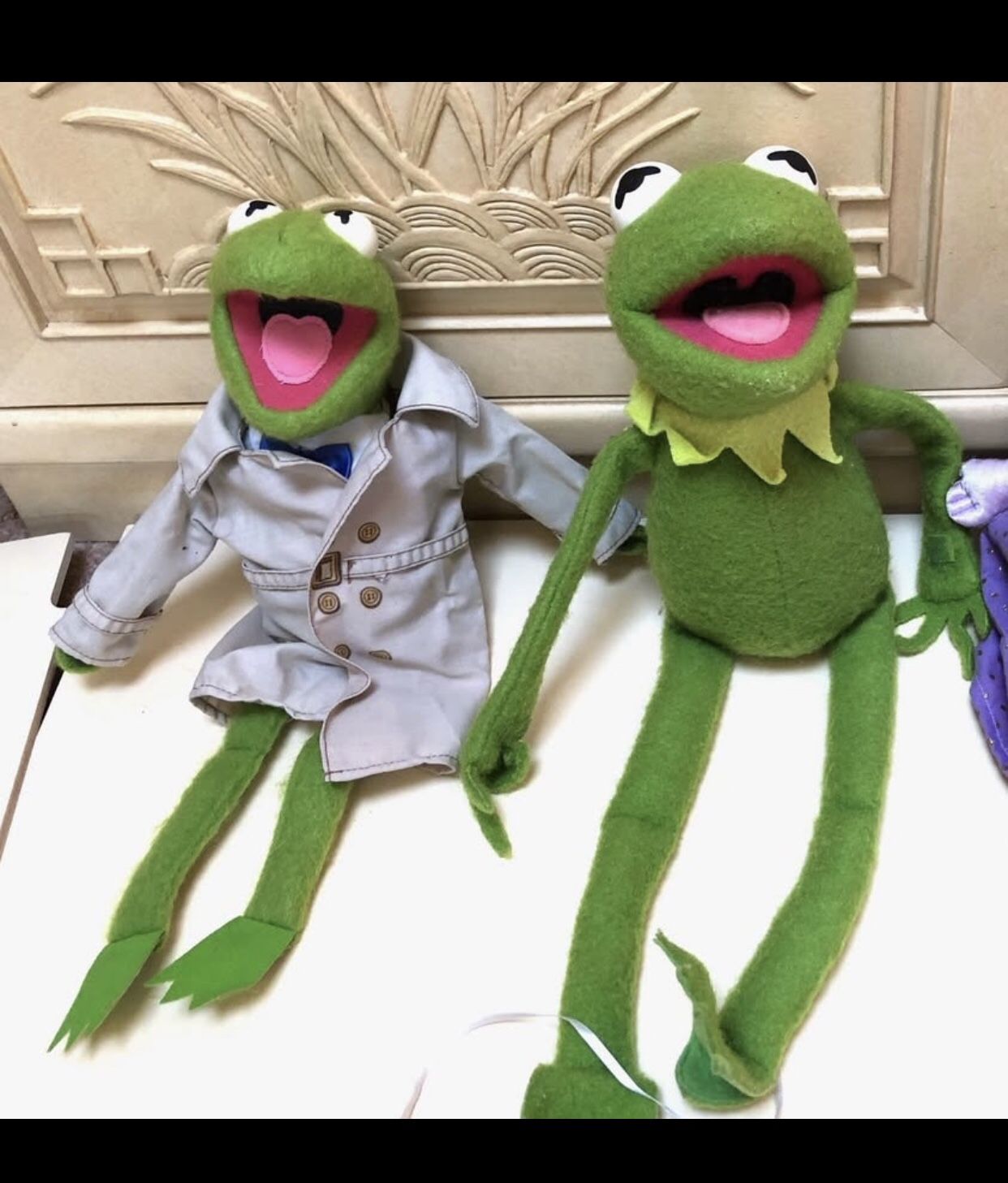 Vintage 1976 | 1981 Kermit the Frog and Detective, #857 #870, Jim Henson, Poseable Muppet Dolls