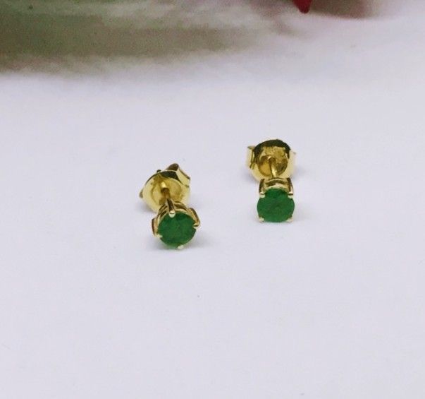 14k Gold & Emerald Stud Earrings