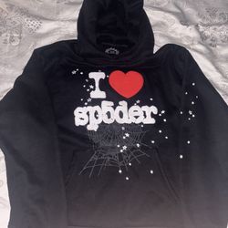 Sp5der Black I Heart SP5 Souvenir Hoodie Size Small