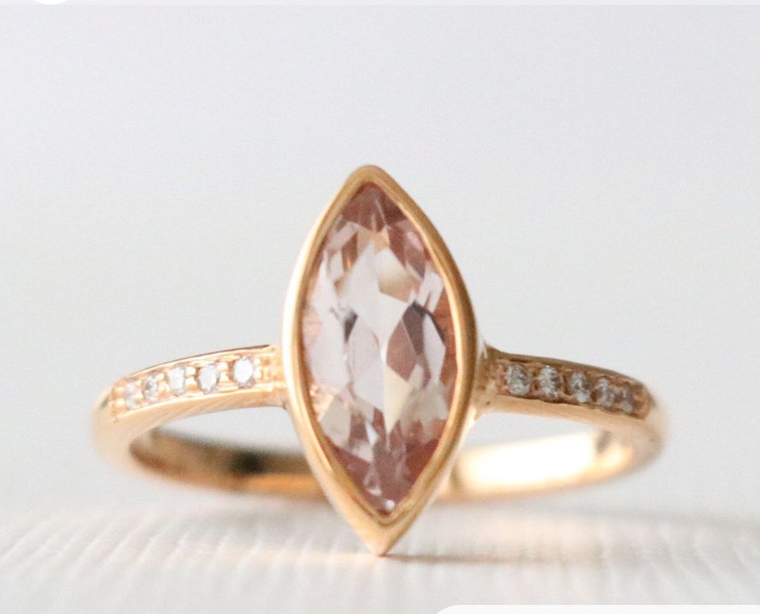 Pink Morganite and Diamond Engagement Ring