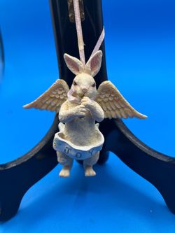 Hanging rabbit angel ornament w/wings