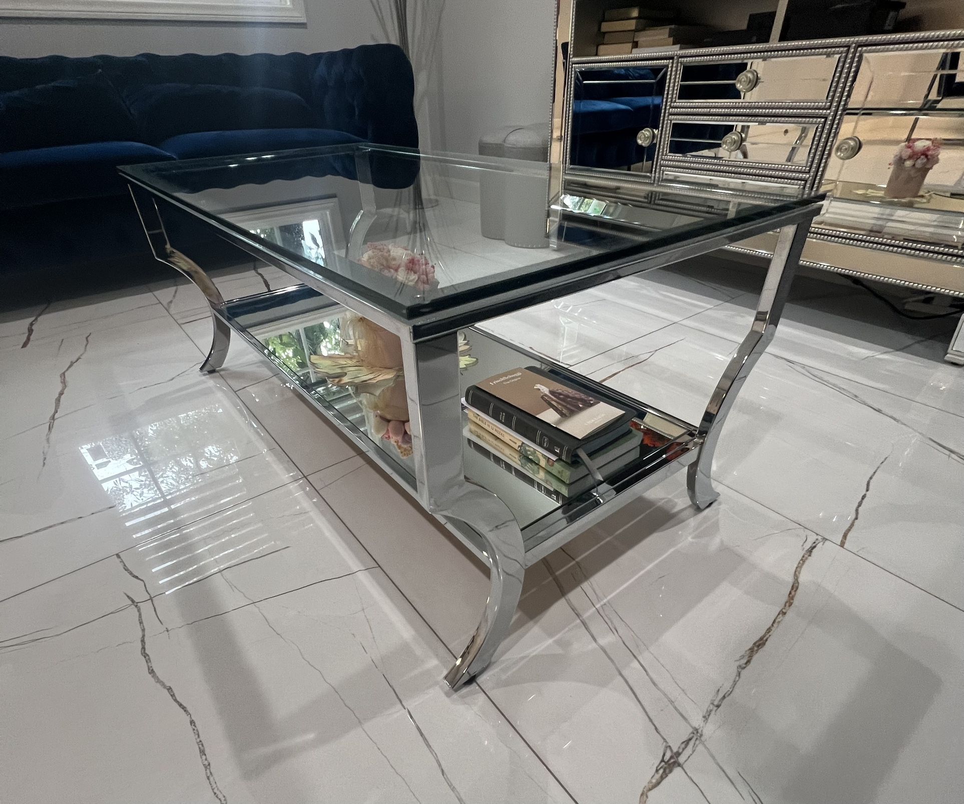 Coffee Table Glass Top And Metal Frame