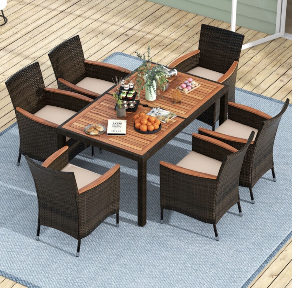 7pc Patio Furniture Outdoor Dining Table Set