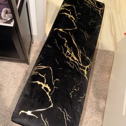 Black And Gold Marble Ottoman Bench 