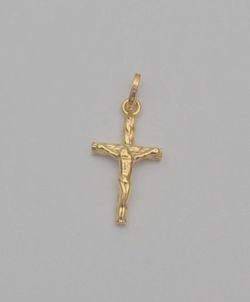 18K Yellow Gold Small Jesus Crucifix Cross Pendant Charm 19.3mm 1.2g