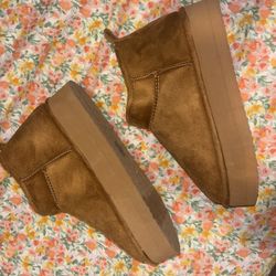 Brown platform boots