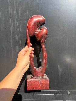 Vintage 70’s Kissing Couple Wood Sculpture
