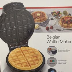 BRAND NEW IN BOX Hamilton Beach Belgian Waffle Maker with Easy to Clean Non-Stick Plates, Black