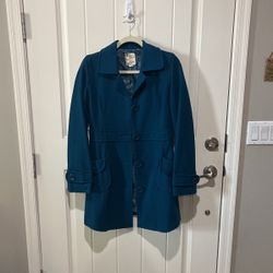 Women’s Teal Blue Pea Coat Small