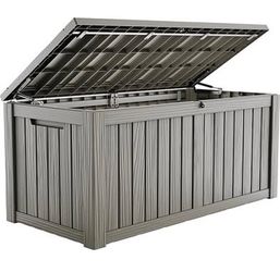 Assembled New 150 Gallon Outdoor Storage Box Weatherproof Deck Boxes Outdoor Lockable Resin