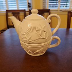 Stackable Teapot/Cup Or Bowl Beach Theme Tea Set