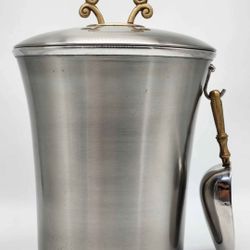 Vintage Art Deco Southern Living At Home Insulated Brushed Stainless & Brass Ice Bucket