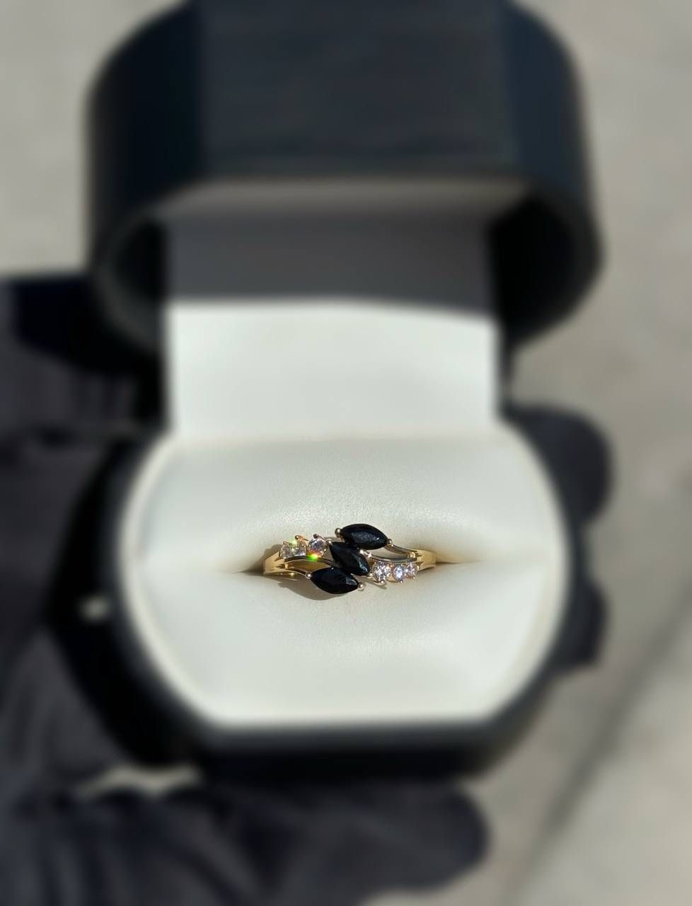 Jewelry 14k solid yellow gold 1.7CTW Moissanite onyx ring sz 9