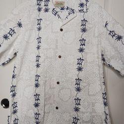 Royal Hawaiian Creations Short Sleeve Turtle Palm Shirt Size XL White Green Trop