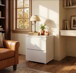 2-Drawer White Nightstan ds Side Tabl e Be dside Tabl e 18.9 in. H x 15.7 in. W x 11.6 in. D