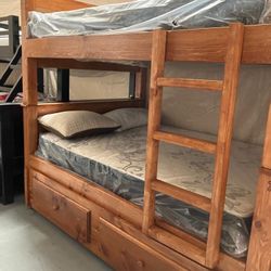 Bunk Bed Pinewood Mattress Deluxe Brand Include Twin Whit Trundle Twin