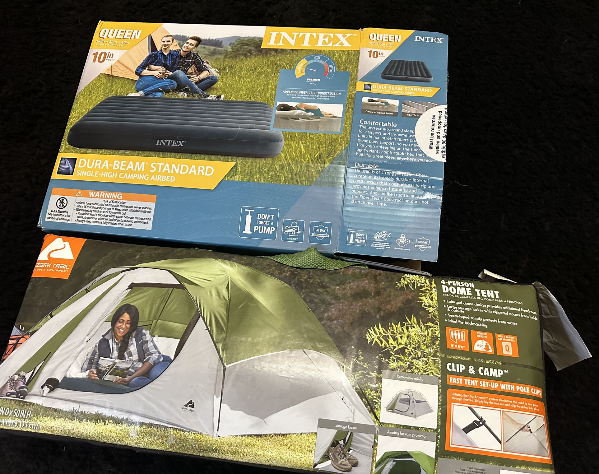 Tent (Up To 4-People) & Air Mattress (Queen Size)