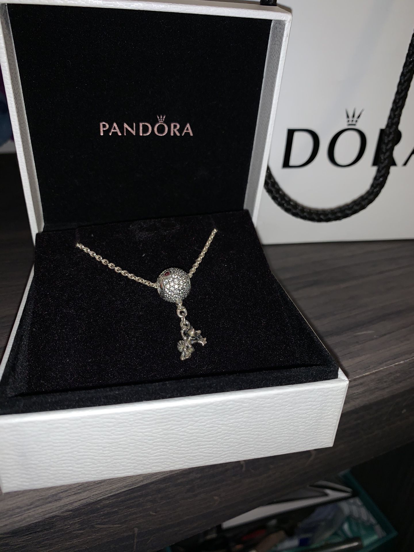 Pandora Minnie Mouse charm with chain necklace