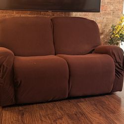 Luxurious Plush Faux Recliner Sofa