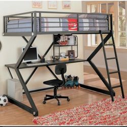 FULL WORKSTATIONS LOFT BED MATTRESS SOLD SEPARATELY NEW IN BOX ☎️ 1714586,2564
