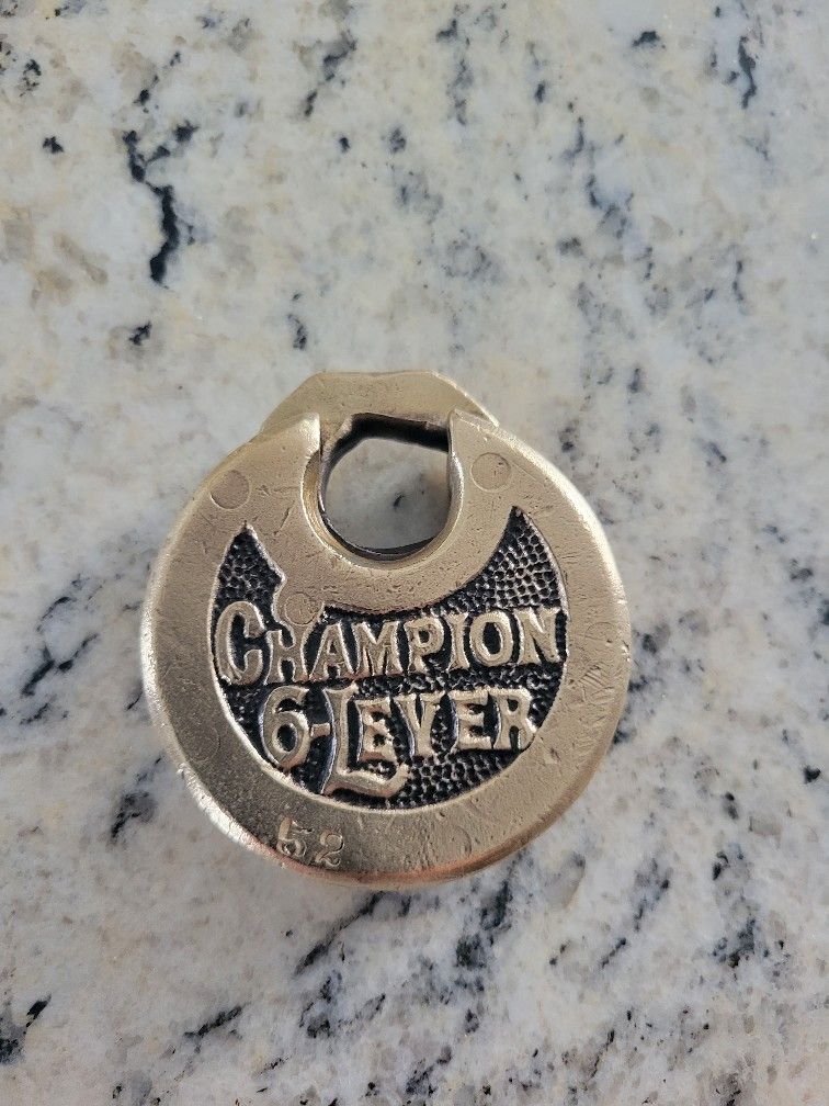 1902 Brass Champion 6 Lever Lock