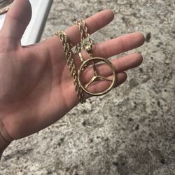  10k Gold Chain  N Mercedes Pendent 17+grams 
