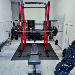 Weight Rack Set W/ Bench + Weights