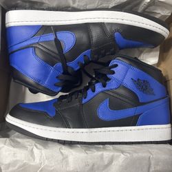 Jordan 1 Mid Hyper Royal Tumbled Leather Size 12
