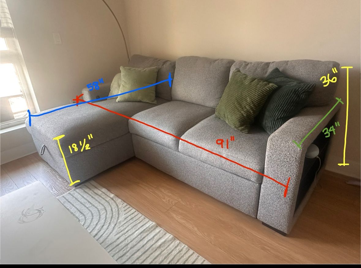 Grey L Shaped Couch W/storage