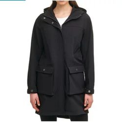 Dkny Ladies Water Resistant Parka Black Size  Small 