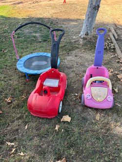 Trampoline red and pink toddler cars