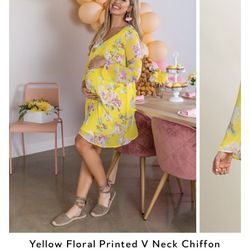 Yellow Floral Maternity Dress