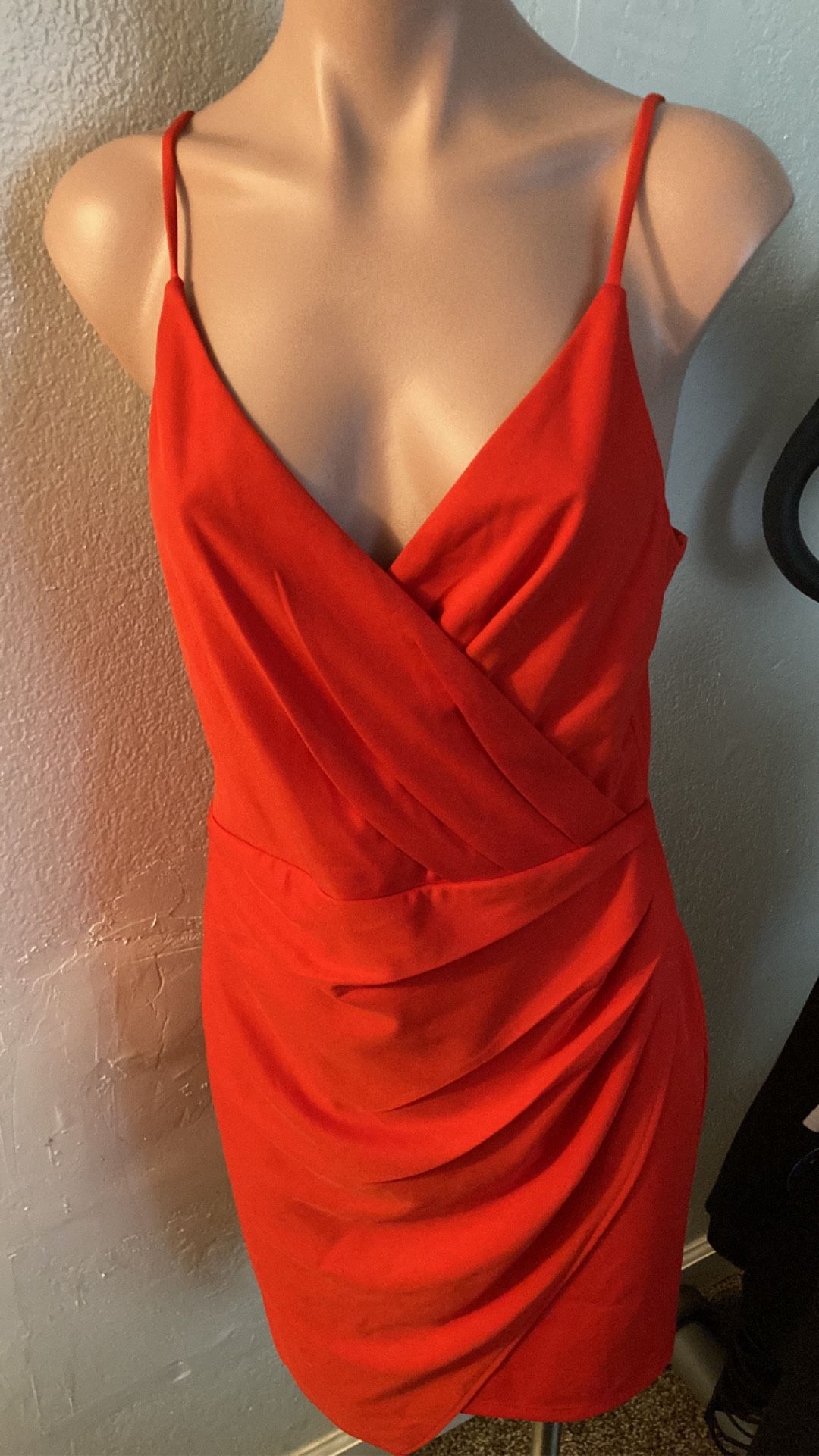 Brand New Red Orange Colored Fashion Dress 4 sizes small to xl