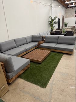 Teak Patio Sectional W/Sunbrella Cushions Conversion set *New Patio Furniture*