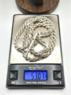 925 Sterling Silver Rope Chain Necklace