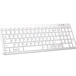 Bluetooth Wireless Keyboard, Slim and Compact Keyboard with Number Pad/Full Size