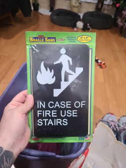 Plastic Access Sign - "In Case Of Fire Use Stairs"