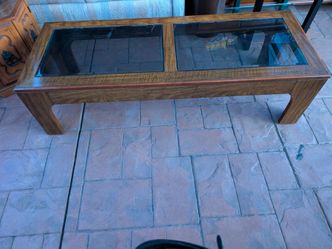 2-Piece Wood & Glass Coffee Table Set