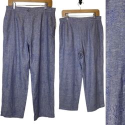 Coldwater Creek NEW Linen Blend High Rise Pants Blue