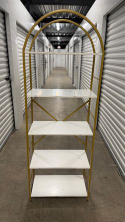 Gold Arched Faux Marble Display Shelf / Bookcase
