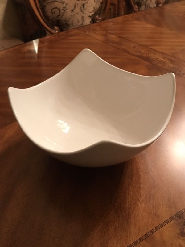 Large White Serving Bowl By Ceriart, S.A. Made In Portugal
