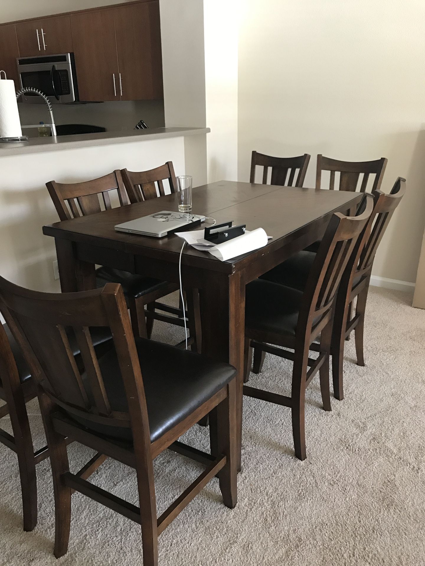 Wood Dining Table Set w Chairs