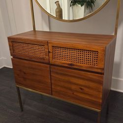 Cb2 Memento Cabinet with Round Mirror