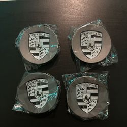 Set of 4 Porsche Gray Silver center caps