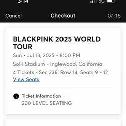 4x Blackpink 7/13 Sunday Ticket at Sofi Stadium