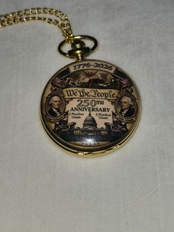 United States 250th Anniversary Commemorative Pocket Watch with Chain
