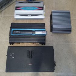 Amps-Old School US Made Kicker KX 1200.1, Altec Lansing ALA200 Power Amplifier, Thailand Made Sony ZR604 4ch (Not Cheap Chinese Models), Optimus 2ch  