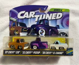 Car Tuned Series 4 Die Cast Triple Pack. '87 C10, '53 Pickup, '68 El Camino