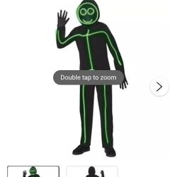 Kids Light-Up EL Wire Green Stick Figure Costume